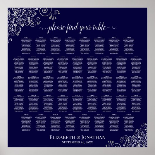 Lacy Navy Blue & Silver 43-tabel Poster (Voorkant)