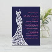 Lacy Navy Bridal Shower Kaart (Staand voorkant)