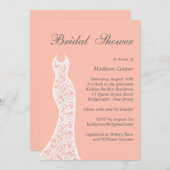 Lacy Peach Bridal Shower-uitnodiging Kaart (Voorkant / Achterkant)