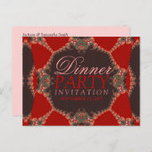 Lacy Red Batik Dinner Party Invitation Carte posta (Devant / Derrière)