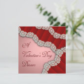 Lacy Red Damask Invitation Saint Valentin (Debout devant)