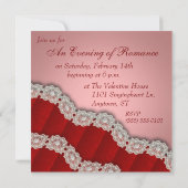 Lacy Red Damask Invitation Saint Valentin (Dos)