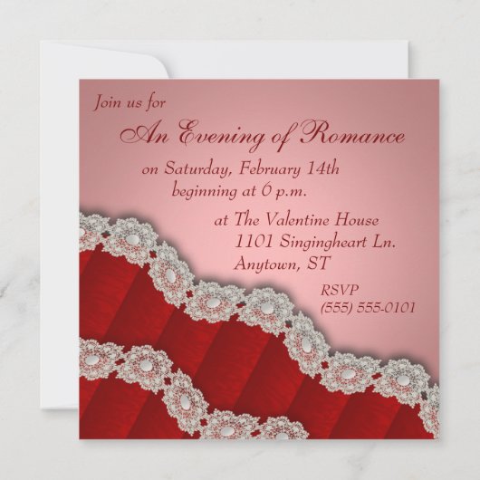 Lacy Red Damask Invitation Saint Valentin (Dos)