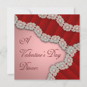 Lacy Red Damask Invitation Saint Valentin (Devant)