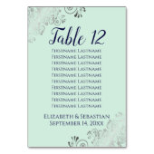 Lacy Silver, Carte de siège Mariage vert Mint Mari (Dos)