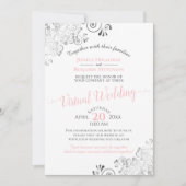 Lacy Silver Elegant Pink & Grey Virtual Wedding Kaart (Voorkant)