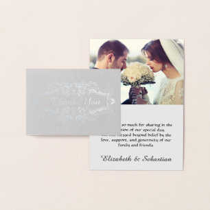 Lacy SIlver Filigree Elegant Wedding Bedankt Folie Kaarten