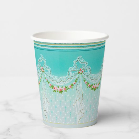 Lacy Swags Bow Knots Roos Garlands Bloemenbruiloft Papieren Bekers (Achterkant)