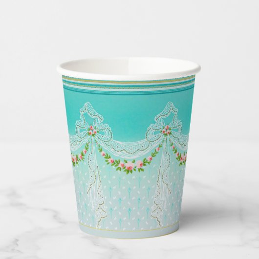 Lacy Swags Bow Knots Roos Garlands Bloemenbruiloft Papieren Bekers (Links)