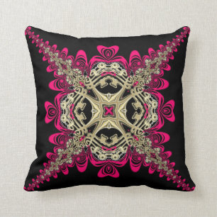 Lacy Sweethearts Hot Pink Black & Gold Big Cushion Kussen