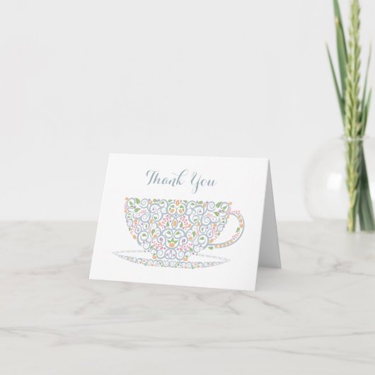 Lacy Teacup Tea Thank You Note Card Bedankkaart (Voorkant)