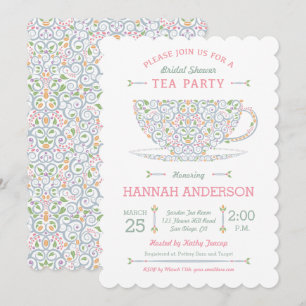 Lacy Teacup Vrijgezellenfeest Tea Party Invitation Kaart
