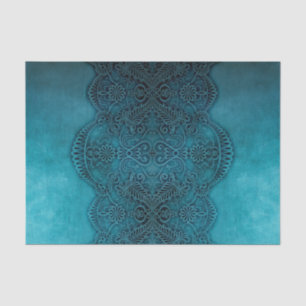 Lacy Turquoise Grunge Decoupage Tissuepapier