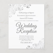 Lacy Zilver Wit Huwelijksreceptie BUDGET INVITE (Voorkant)