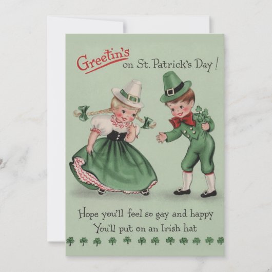  Lad & Lass Custom Retro St Patrick's Day Feestdagenkaart (Voorkant)