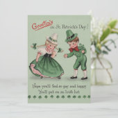 Lad & Lass Custom Retro St Patrick's Day Feestdagenkaart (Staand voorkant)