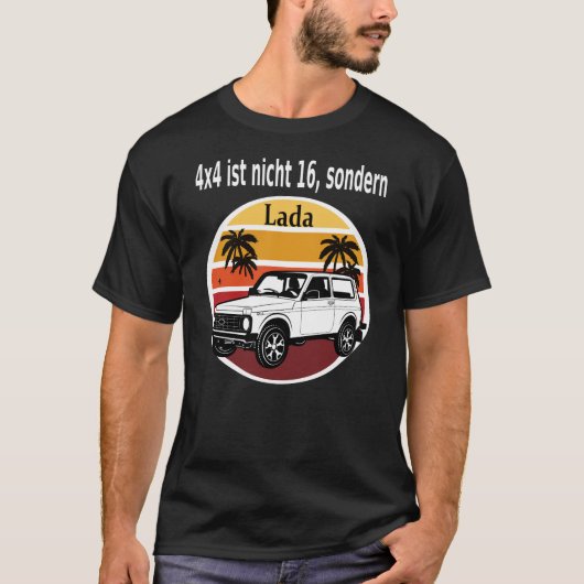 Lada Niva 4x4 Made in Russland Retro Autoliebhaber T-shirt (Voorkant)