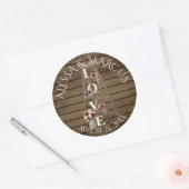 Ladder en Bourgogne Rozen Rustic Wedding Ronde Sticker (Envelop)