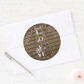 ladder en rustieke schuur hout bruiloft ronde sticker (Envelop)