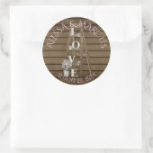ladder en rustieke schuur hout bruiloft ronde sticker (Tas)