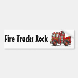 "Ladder Fire Truck, Fire Trucks Rock Bumper Sticke Bumpersticker