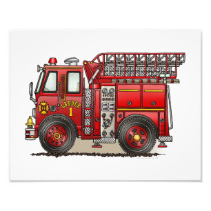 Ladder Fire Truck Foto Afdruk