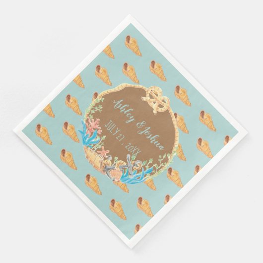 Ladder Hoorn Shell Blauw Retro Trouwpapier Servett Servet (Hoek)