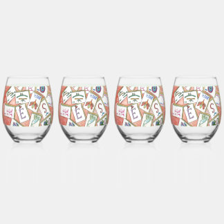 lade met roze tegels wijnglas zonder voet