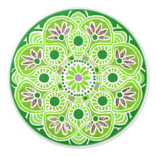 Lade Trek lime groen patroon Keramische knop