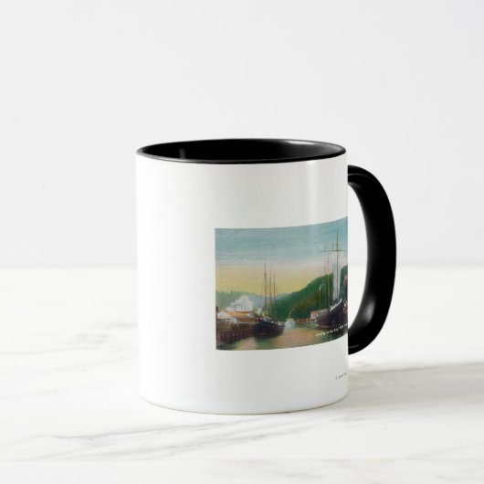 Ladend Lumber op Schoonerscène Mok (Voorkant rechts)