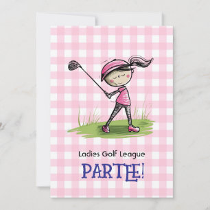 Ladies Golf League Celebration Cartoon Invitation Kaart