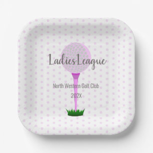 Ladies Golf League Pink Dot Square Party Borden Papieren Bordje