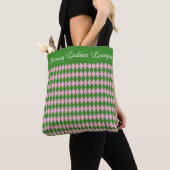 Ladies Golf League Tote Bag – Pink & Green Argyle  (De près)