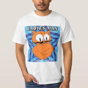 "LADIES MAN" Señor Gato™ Snorhaar Kat Grappig T-shirt