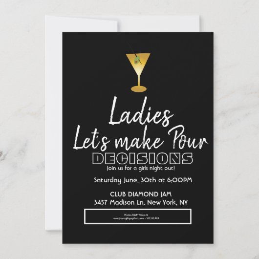 Ladies Night Birthday cocktail martini Kaart (Voorkant)