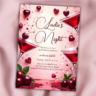 Ladies Night Cherry Cocktail Vrijgezellenfeest Kaart