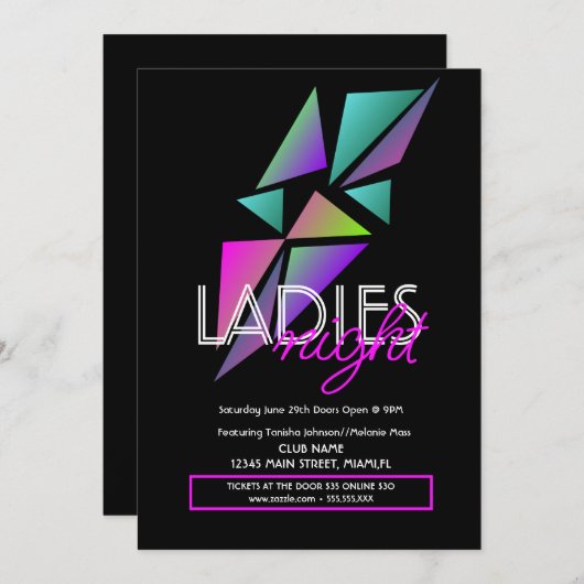 Ladies Night Club Bar Fractal Flyer Invitation (Devant / Derrière)
