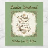 Ladies' Night Snarky Wreak Havoc Sass Wine Label Wijn Etiket (Enkel label)