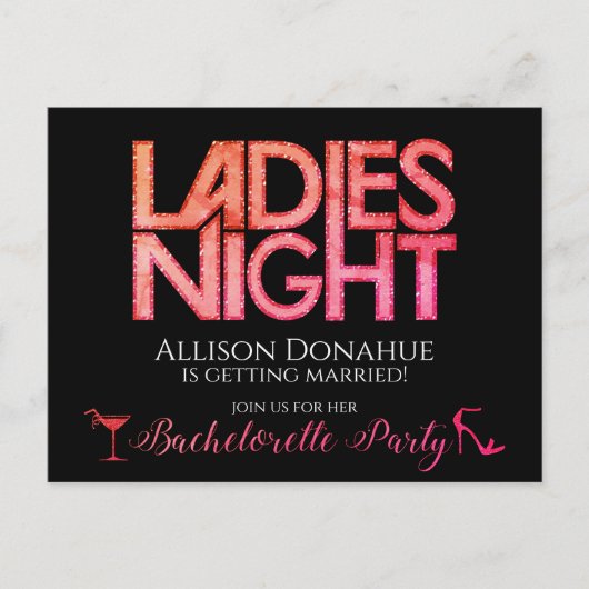 Ladies Night uitnodigingsontwerp Uitnodiging Briefkaart (Voorkant)