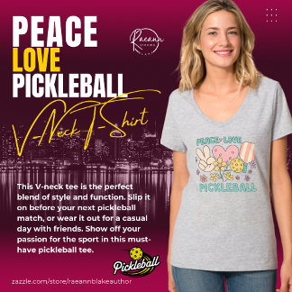 Ladies' Peace Love Pickleball V-Neck T-Shirt
