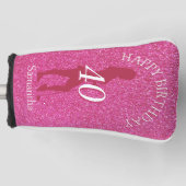 LADIES PINK GLITTER BIRTHDAY GOLFHEADCOVER (Voorkant)