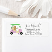 Ladies Pink Golf Cart Moving Boxes Golf Course Etiket (Insitu)