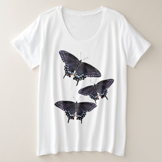 Ladies Plus Size Tee Black Swallowtail (Design devant)