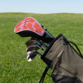 Ladies Retro Bold Pink Orange Floral Monogram  Golfheadcover (Insitu)