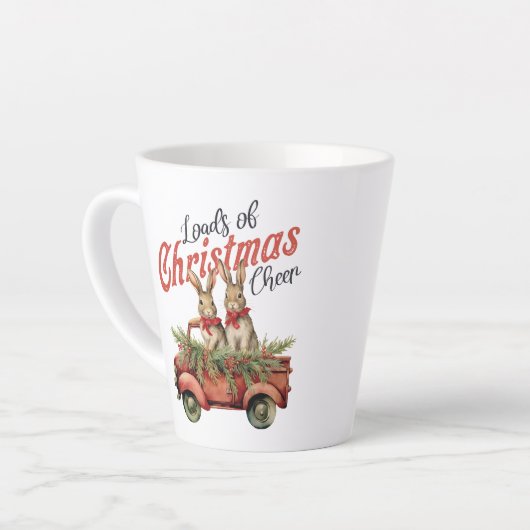 ladingen kerstjuichen twee konijnenvrachtwagen latte mok (Linkerhoek)