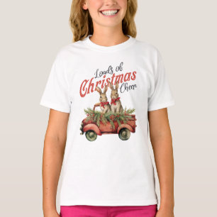 Ladingen van Kerstmis Cheer Konijnen in Rode Vrach T-shirt