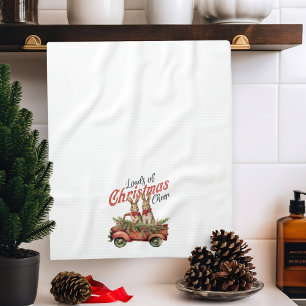 Ladingen van Kerstmis Cheer Konijnen in Rode Vrach Theedoek