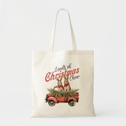 Ladingen van Kerstmis Cheer Konijnen in Rode Vrach Tote Bag (Voorkant)