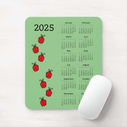 Ladiy Bugs 2025 Kalender Mousepad Muismat (Met muis)