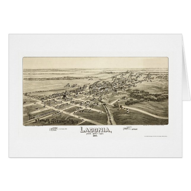 Ladonia, TX Panoramic Map - 1891 (Voorkant Horizontaal)